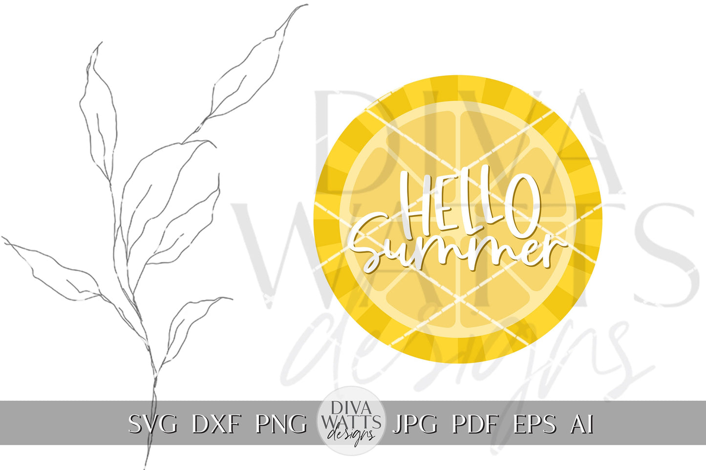 Hello Summer SVG Summer Lemon svg Door Hanger For Summer SVG Door Hanger SVG For Summer Sign Summer Round Sign svg Summer Cricut svg