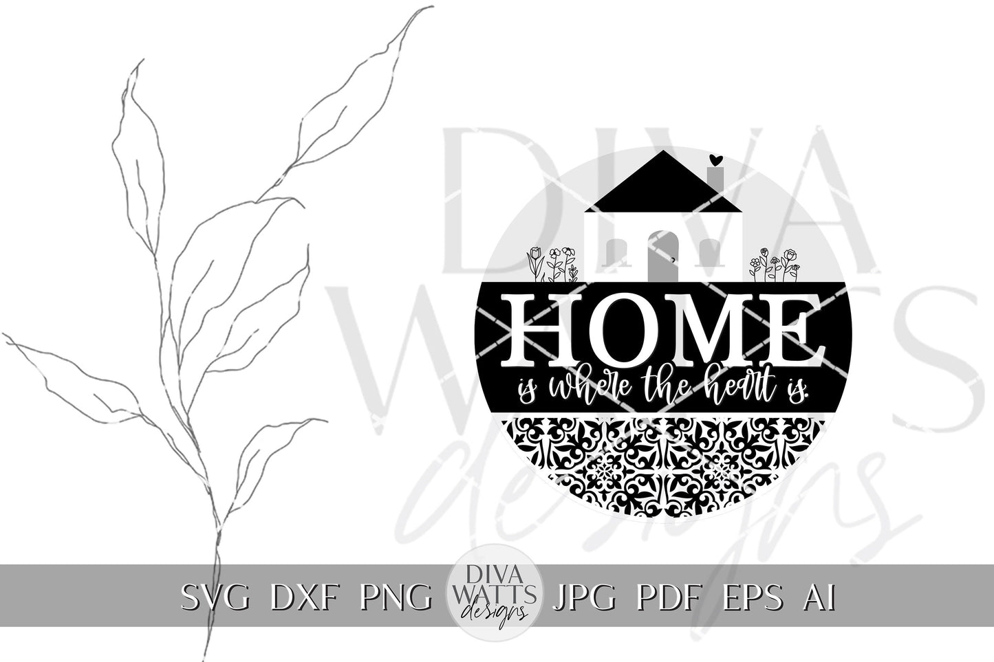 Home Is Where The Heart Is svg Welcome Door Hanger SVG Door Hanger svg modern farmhouse svg Simple svg Welcome svg for Cricut svg Hello svg