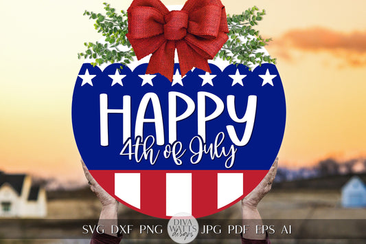 Happy 4th Of July SVG Flag 4th Of July Door Hanger SVG Door Hanger For 4th of July svg For Porch Simple Patriotic svg 4th of July Cricut svg