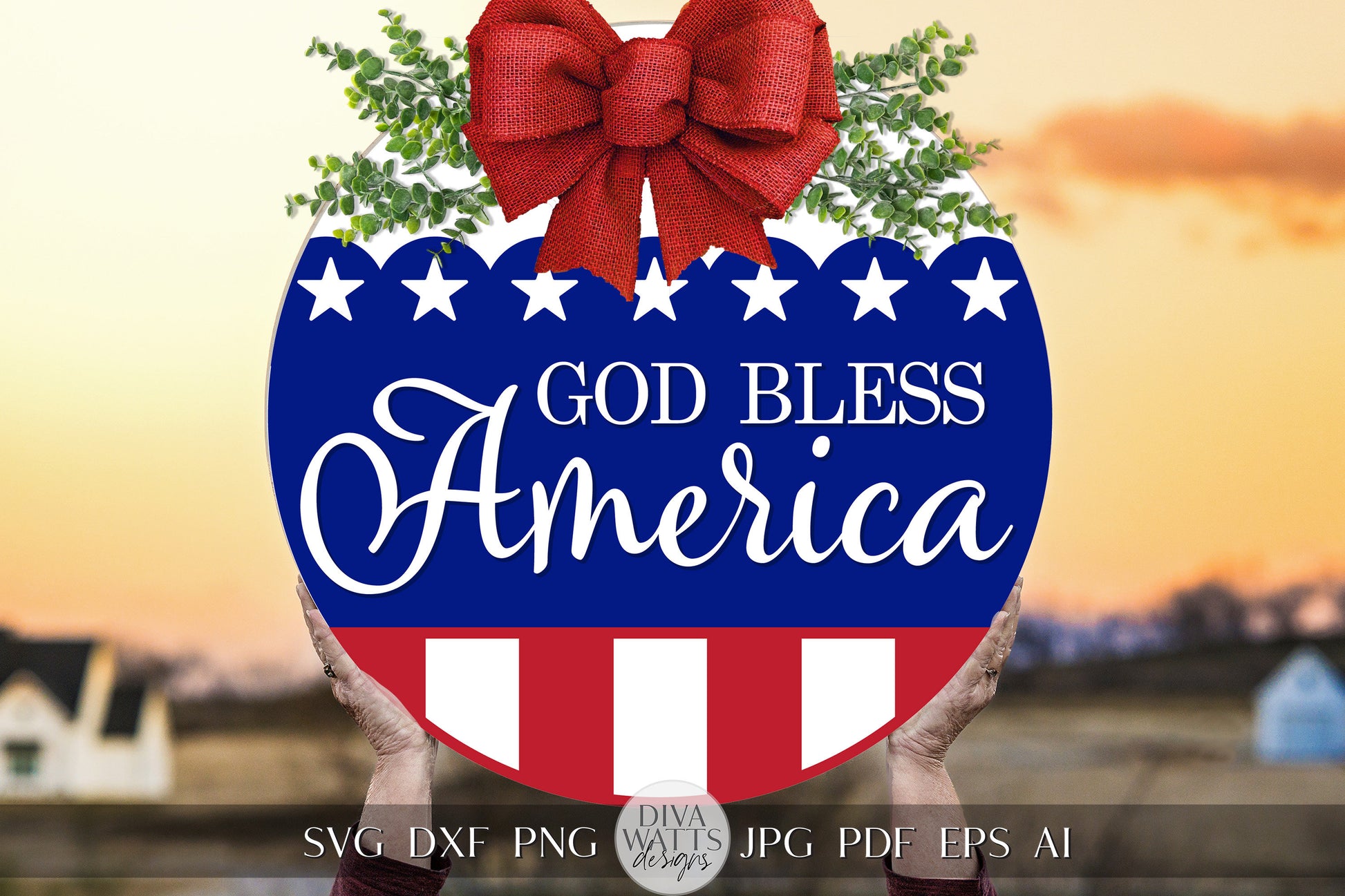 God Bless America SVG Flag 4th Of July Door Hanger SVG Door Hanger For 4th of July svg For Front Porch Patriotic svg 4th of July Cricut svg