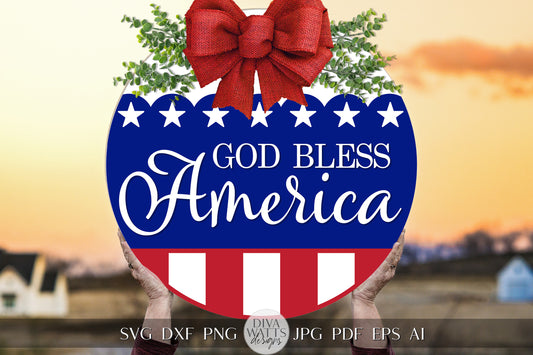 God Bless America SVG Flag 4th Of July Door Hanger SVG Door Hanger For 4th of July svg For Front Porch Patriotic svg 4th of July Cricut svg
