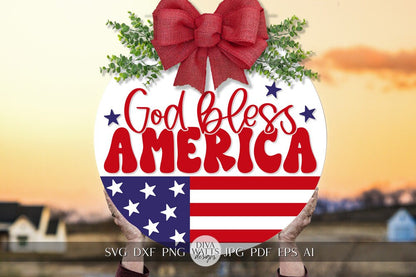 God Bless America SVG Flag 4th Of July Door Hanger SVG Door Hanger For 4th of July svg For Porch Patriotic svg 4th of July Cricut svg