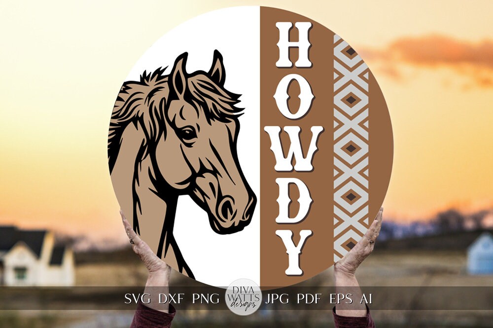 Howdy SVG Western Horse Door Hanger Design Cute Horse SVG Howdy SVG Welcome svg Horse svg Cricut svg for Door Hanger Sign svg Cricut svg