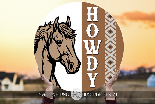 Howdy SVG Western Horse Door Hanger Design Cute Horse SVG Howdy SVG Welcome svg Horse svg Cricut svg for Door Hanger Sign svg Cricut svg