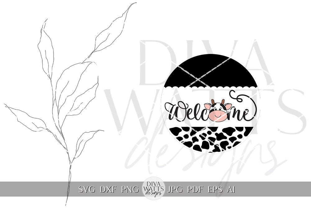 Welcome SVG Cute Cow Door Hanger svg Cow svg Cow Door Sign svg Farm svg Farmhouse Door Hanger svg Cricut Cow SVG Cow Sign svg Cow Decor svg