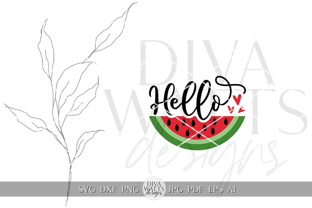 Hello SVG Summer Watermelon svg Door Hanger For Summer SVG Door Hanger SVG For Summer Sign Summer Round Sign svg Watermelon svg Cricut svg