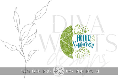Hello Summer SVG Tropical Round Design svg Summer Door Hanger svg Monstera SVG for Porch sign Porch svg Summer svg Summer cricut svg