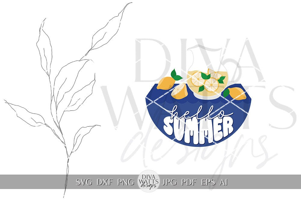 Hello Summer SVG Summer Lemonade svg Door Hanger For Lemon SVG Door Hanger SVG For Summer Sign Summer Lemons Round Sign svg Summer Round