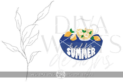 Hello Summer SVG Summer Lemonade svg Door Hanger For Lemon SVG Door Hanger SVG For Summer Sign Summer Lemons Round Sign svg Summer Round
