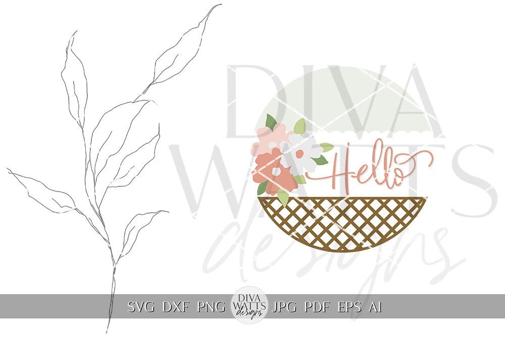 Hello SVG Spring Door Hanger SVG Spring Sign svg Spring svg Spring Flowers svg Spring Floral svg Spring Welcome svg Flowers SVG Cricut svg