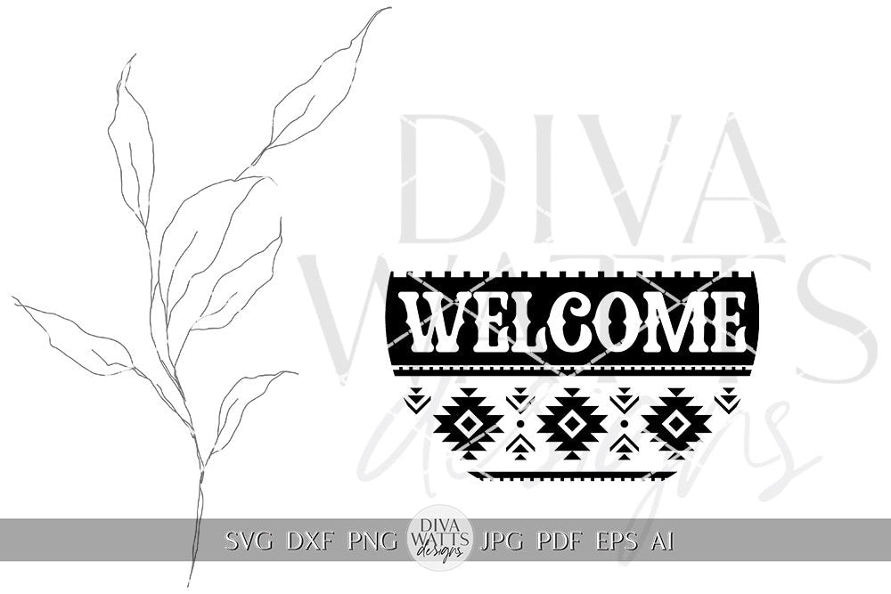 Welcome SVG Southwest Pattern Door Hanger SVG Aztec Pattern SVG Round Door hanger svg Aztec pattern Sign svg Cricut svg for Welcome Sign