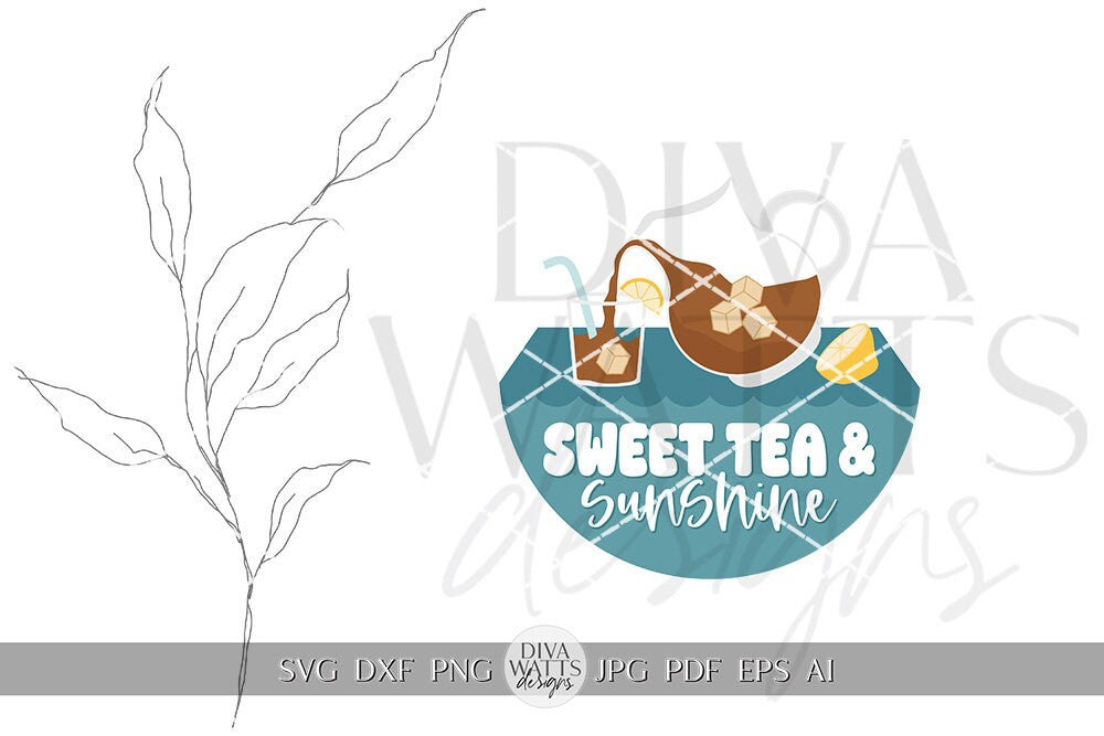 Sweet Tea And Sunshine SVG Summer Lemonade svg Door Hanger For Welcome SVG Door Hanger SVG For Summer Sign Sign svg Summer Round Cricut svg