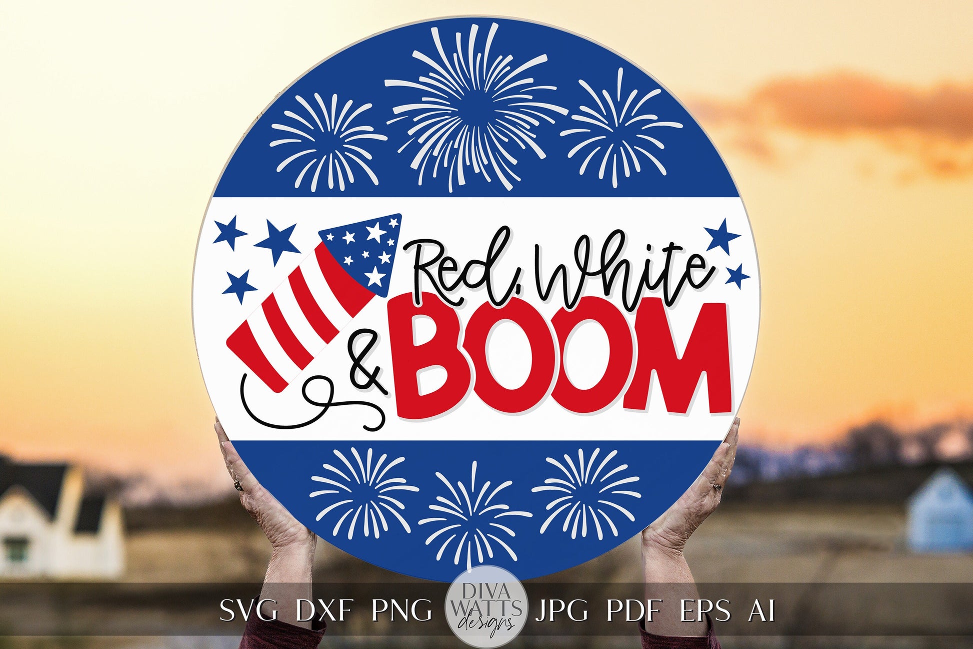 Red White and Boom SVG Flag 4th Of July Door Hanger SVG Door Hanger For 4th of July svg For Porch Patriotic svg 4th of July Cricut svg