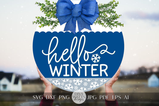 Hello Winter SVG Door Hanger SVG Winter Door Hanger svg Christmas Door Hanger svg Christmas Sign svg Winter Sign SVG Cricut Winter svg