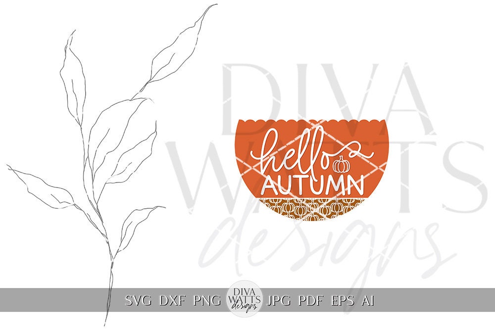 Hello Autumn For Autumn Door Hanger With Pumpkins SVG For Front Door Sign Hello Fall Door Hanger SVG Pumpkin svg For Round Sign Cricut svg
