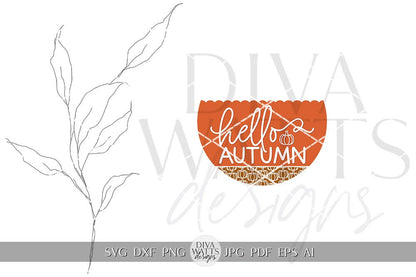 Hello Autumn For Autumn Door Hanger With Pumpkins SVG For Front Door Sign Hello Fall Door Hanger SVG Pumpkin svg For Round Sign Cricut svg