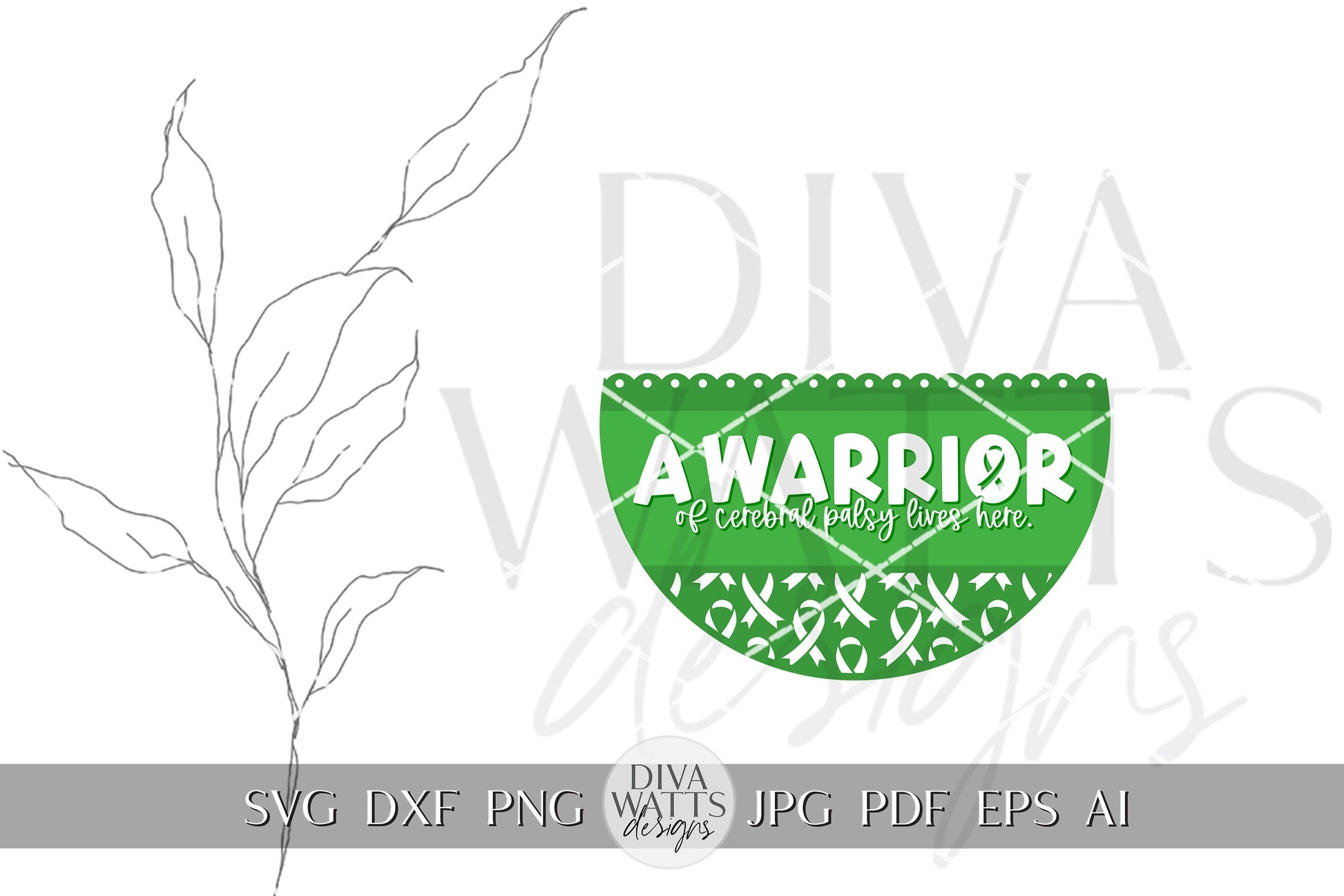 A Warrior Of Cerebral Palsy Lives Here SVG Warrior SVG Awareness Ribbon svg Cerebral Palsy Door Hanger svg Cerebral Palsy Awareness svg