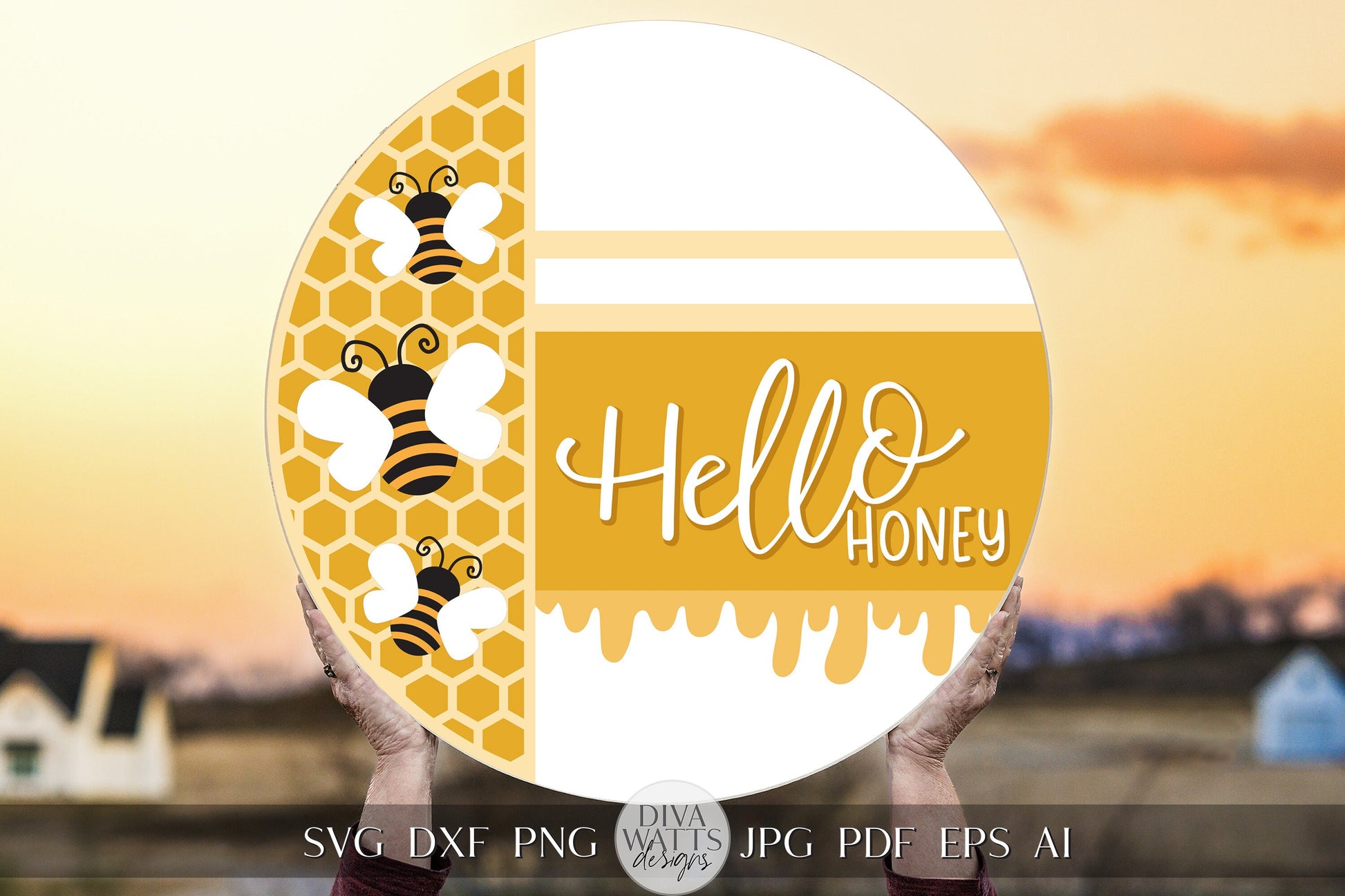 Hello Honey SVG Honey Bee svg Honey svg Bee Welcome Sign svg Bee Welcome Sign svg Bee Door Hanger svg Summer svg Funny Cricut svg