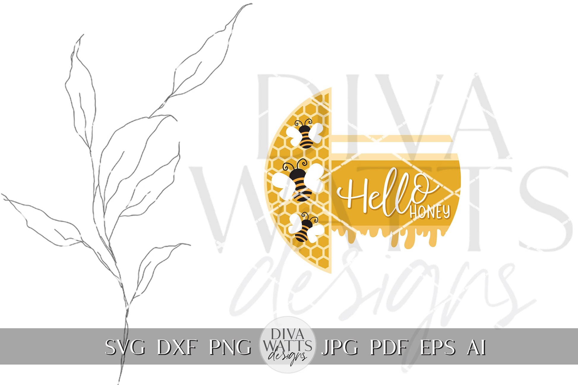 Hello Honey SVG Honey Bee svg Honey svg Bee Welcome Sign svg Bee Welcome Sign svg Bee Door Hanger svg Summer svg Funny Cricut svg