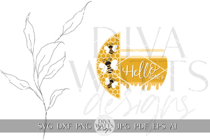 Hello Honey SVG Honey Bee svg Honey svg Bee Welcome Sign svg Bee Welcome Sign svg Bee Door Hanger svg Summer svg Funny Cricut svg