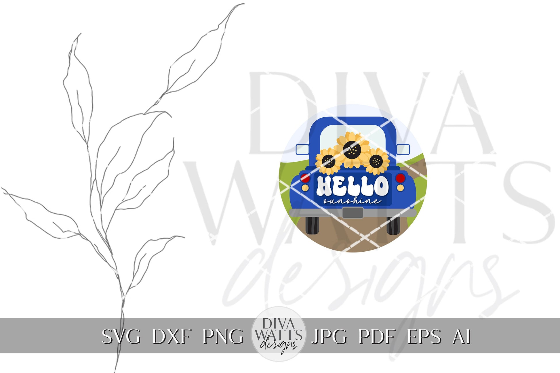 Hello Sunshine SVG Sunflowers svg Sunflower Welcome Sign svg Floral Welcome Sign svg Old Truck Door Hanger svg Summer svg Cute Cricut svg