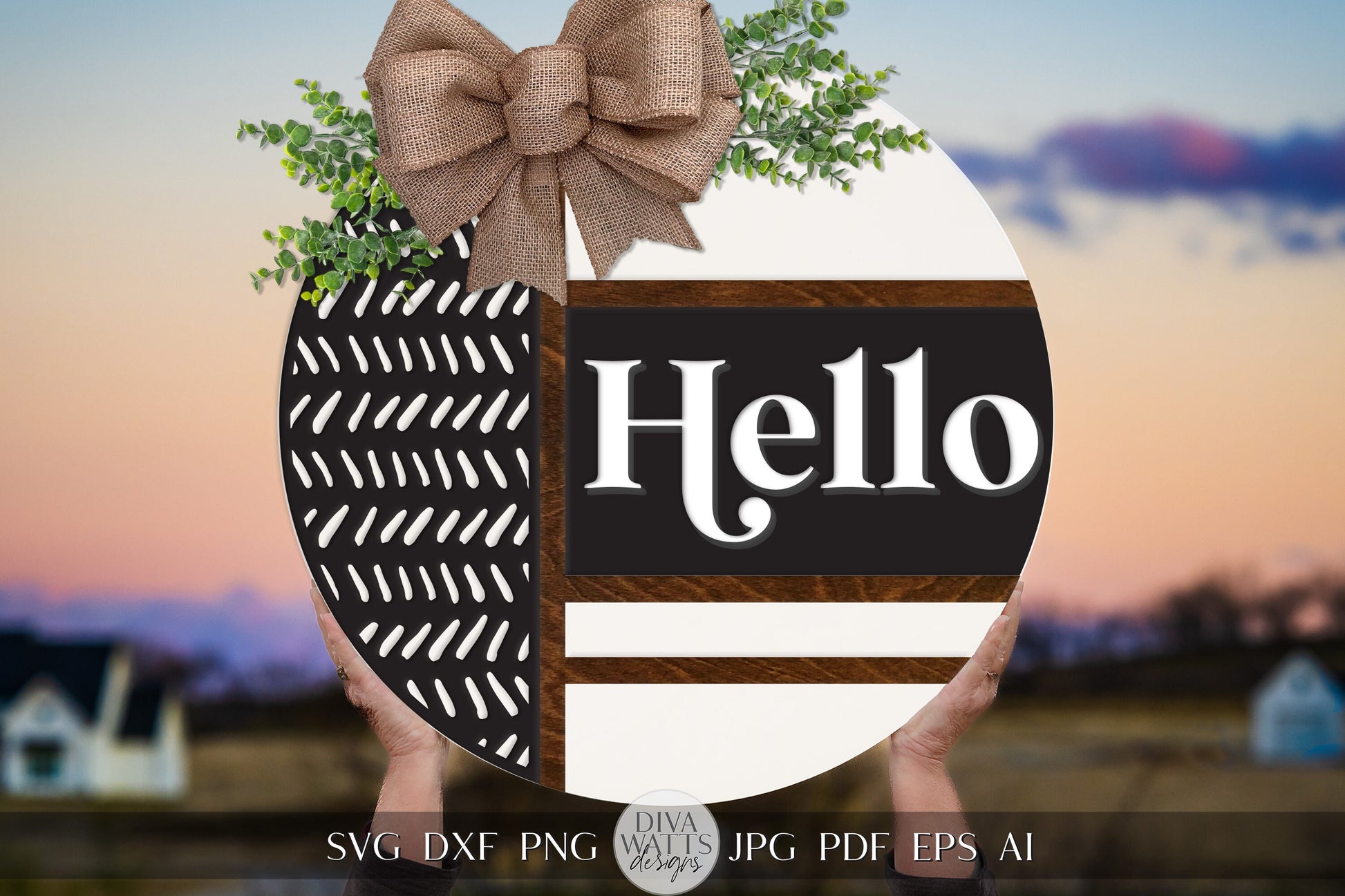 Hello SVG Boho Door Hanger SVG Farmhouse Door Hanger SVG Welcome svg Home Decor svg Geometric Door Hanger svg Cricut Boho svg Door Decor