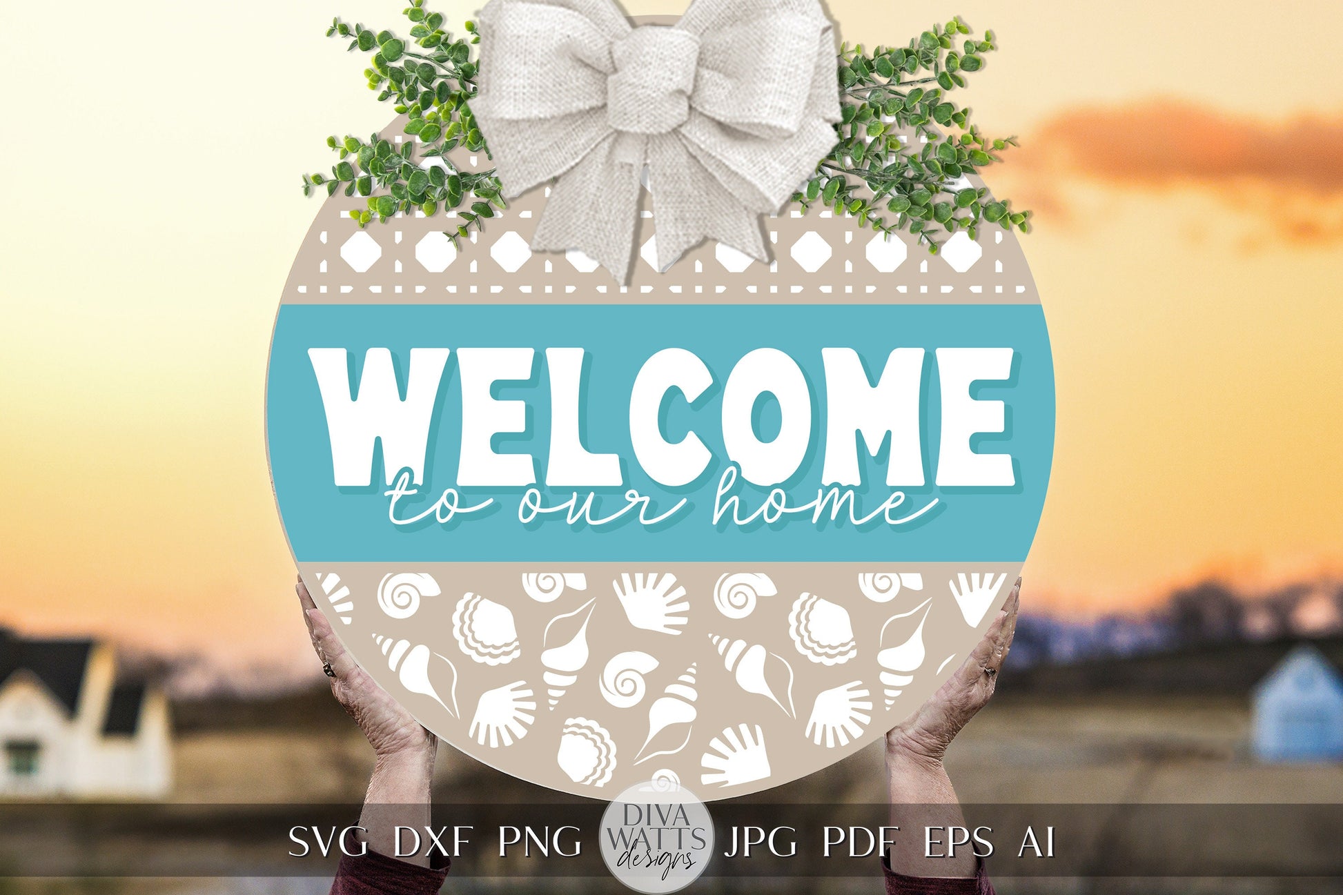 Welcome To The Beach SVG Sea Shells SVG Ocean svg Cute Beach Hanger svg Beach House Welcome sign SVG Beach Door Hanger Beach House sign