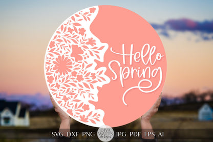 Hello Spring SVG Spring Door Hanger SVG Spring Sign svg Spring svg Spring Flowers svg Spring Flower svg Cricut Welcome svg Cricut SVG