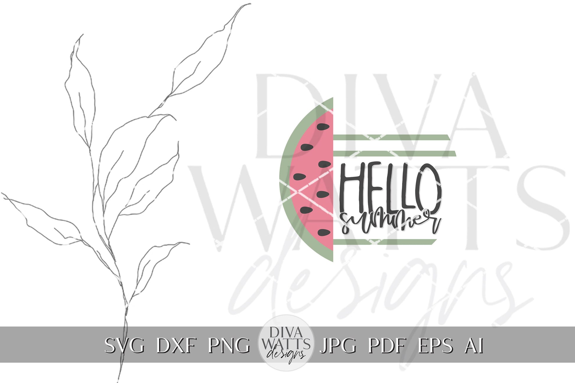 Hello summer SVG Summer Watermelon svg Door Hanger For Summer SVG Door Hanger SVG For Summer Sign Round Sign svg Watermelon Cricut svg
