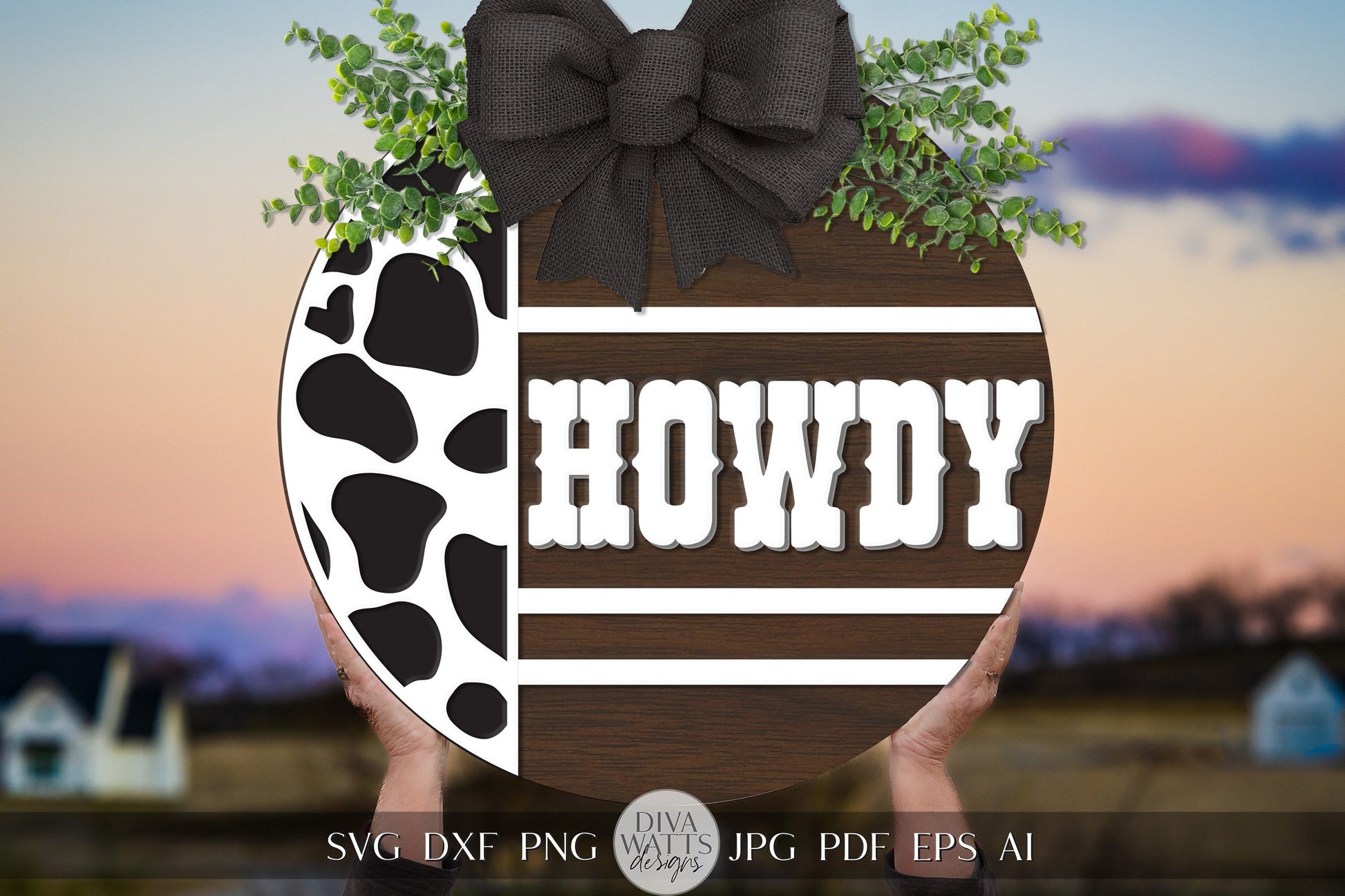 Howdy SVG Western Cow Print Door Hanger Design Cute Cow SVG Howdy SVG Welcome svg Horse svg Cricut svg for Door Hanger Sign svg Cricut svg
