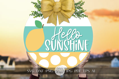 Hello Sunshine SVG Summer SVG For Door Hanger svg Summer Door Hanger svg Summer Welcome svg Lemon SVG Lemon Welcome svg Hello svg Cricut svg