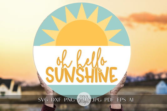 Oh Hello Sunshine SVG Summer SVG For Door Hanger svg Summer Door Hanger svg Summer Welcome svg Shining sun SVG Retro Welcome svg Cricut svg