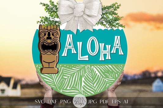 Aloha SVG Hawaiian Door Hanger svg Tiki svg Hawaiian Welcome svg Aloha Door Hanger svg Tropical Door Hanger svg Tropical SVG Aloha SVG