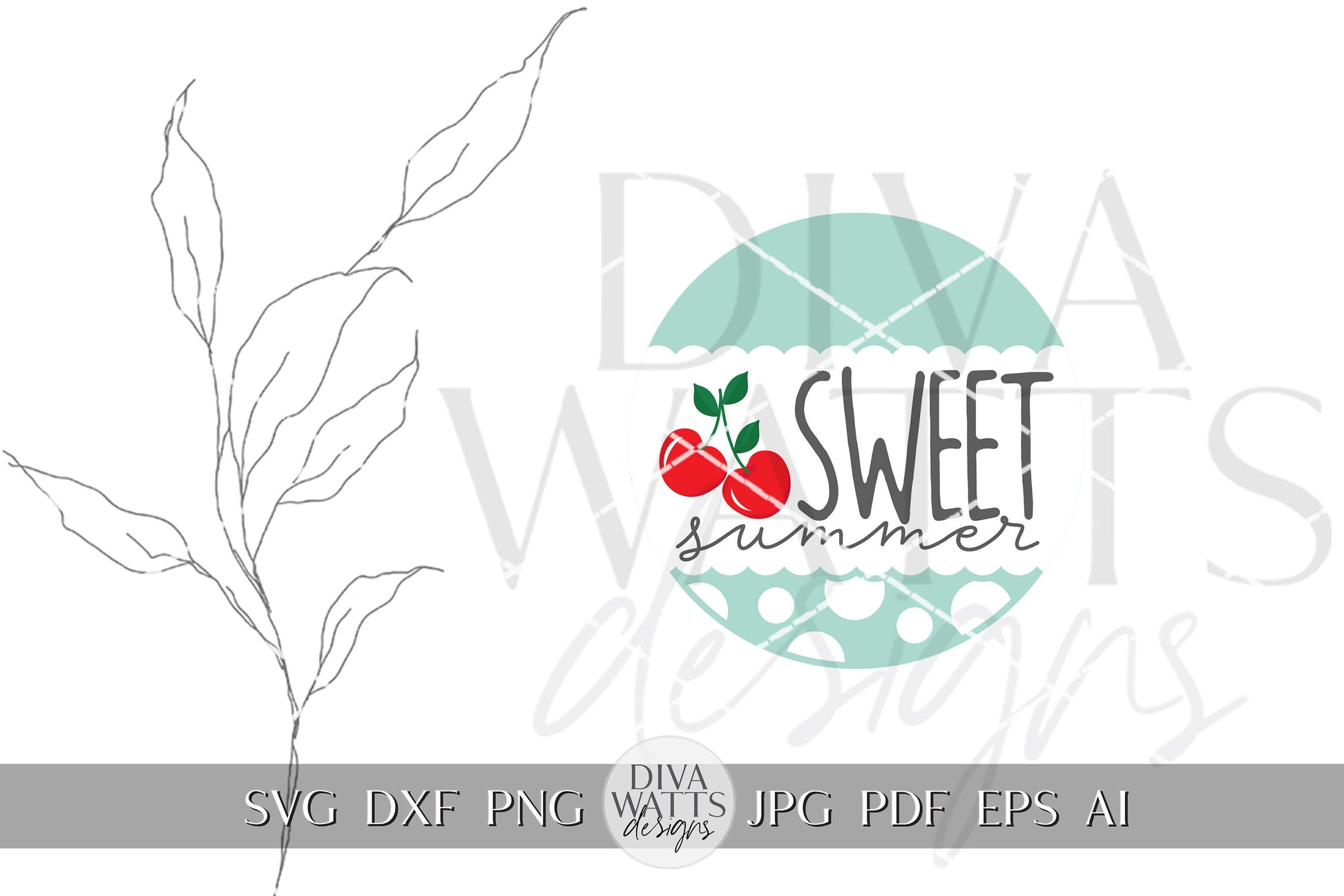 Sweet Summer SVG Summer Cherries svg Door Hanger For Summer SVG Door Hanger SVG For Summer Sign Summer Round Sign svg Summer Round svg