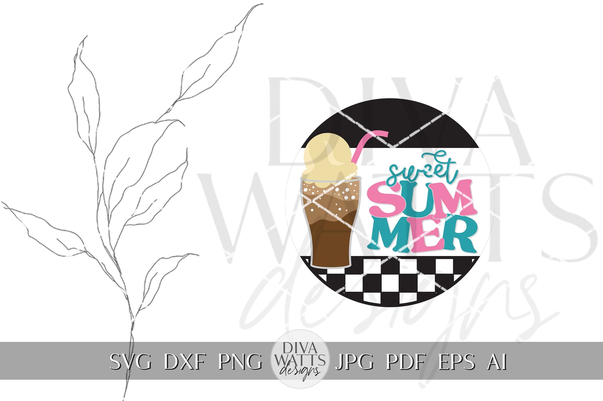 Sweet Summer SVG Summer Ice Cream Float svg Door Hanger For Summer SVG Door Hanger SVG For Retro Summer Round Sign svg Soda Shop svg Cricut