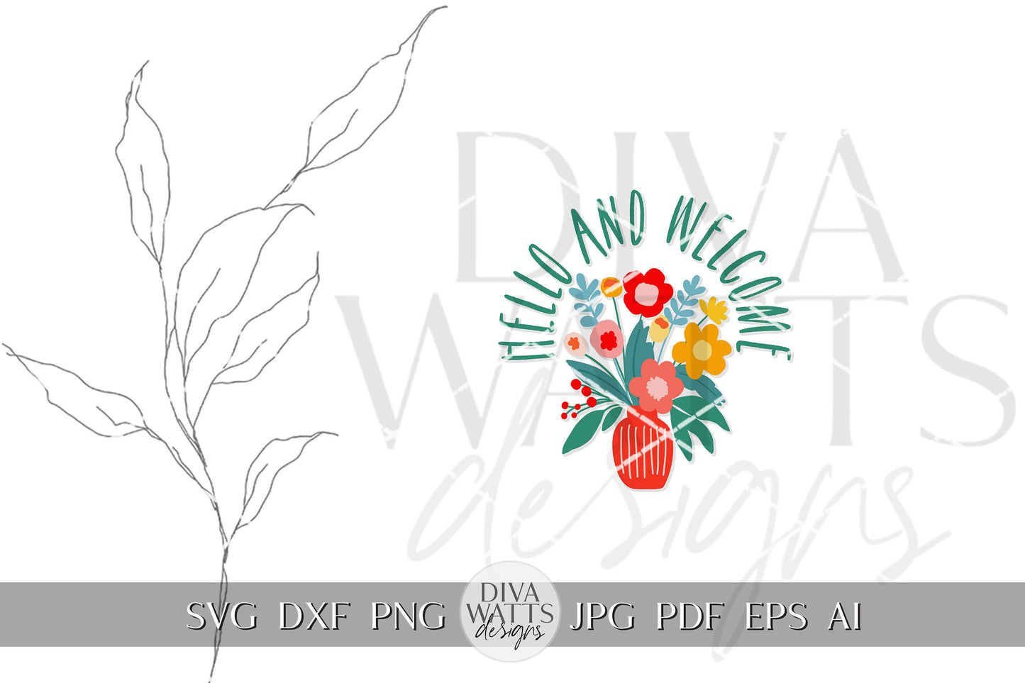 Hello And Welcome SVG Summer SVG For Door Hanger svg Summer Door Hanger svg Welcome svg SVG Abstract Florals Welcome svg Matisse svg Cricut
