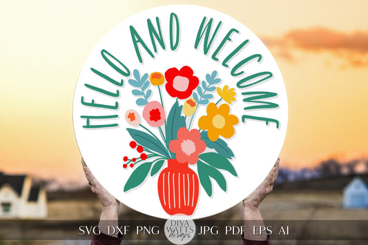 Hello And Welcome SVG Summer SVG For Door Hanger svg Summer Door Hanger svg Welcome svg SVG Abstract Florals Welcome svg Matisse svg Cricut