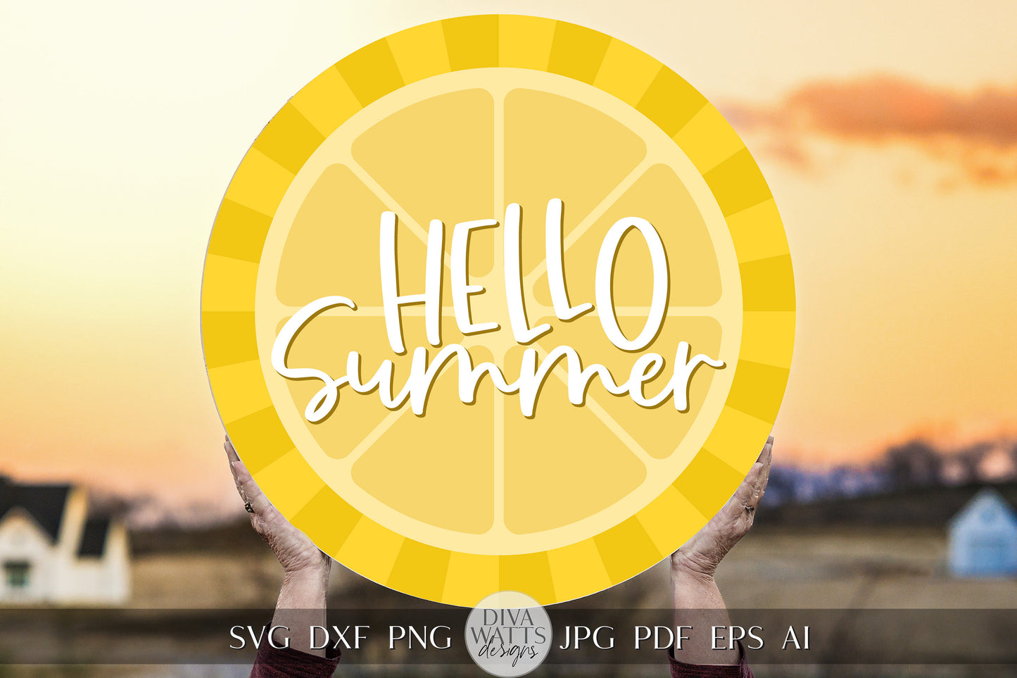 Hello Summer SVG Summer Lemon svg Door Hanger For Summer SVG Door Hanger SVG For Summer Sign Summer Round Sign svg Summer Cricut svg