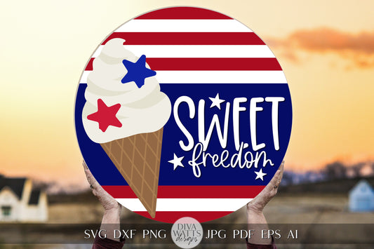 Sweet Freedom SVG Flag 4th Of July Door Hanger SVG Door Hanger For 4th of July svg For Porch Patriotic svg 4th of July Cricut svg Sign