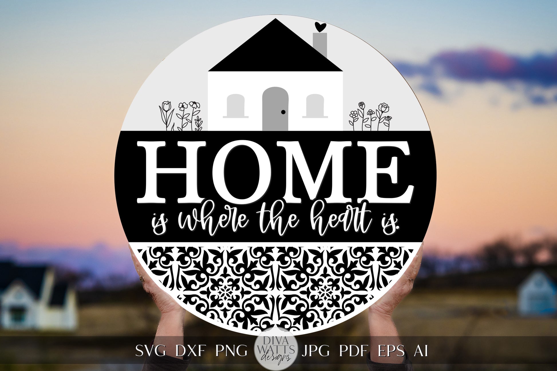Home Is Where The Heart Is svg Welcome Door Hanger SVG Door Hanger svg modern farmhouse svg Simple svg Welcome svg for Cricut svg Hello svg