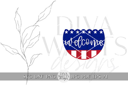 Welcome SVG Flag 4th Of July Door Hanger SVG Door Hanger For Land Of The Free svg For Front Porch Patriotic svg 4th of July Cricut svg