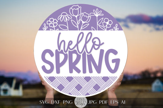 Hello Spring SVG Spring Door Hanger SVG Spring Sign svg Spring svg Spring Flowers svg Spring Floral svg Cricut Welcome svg Cricut SVG