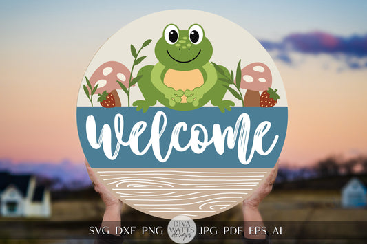 Welcome SVG Cottagecore Door Hanger svg Cottagecore svg for Welcome sign svg Cricut svg for Door Hanger Sign Mushrooms svg for Frog sign svg