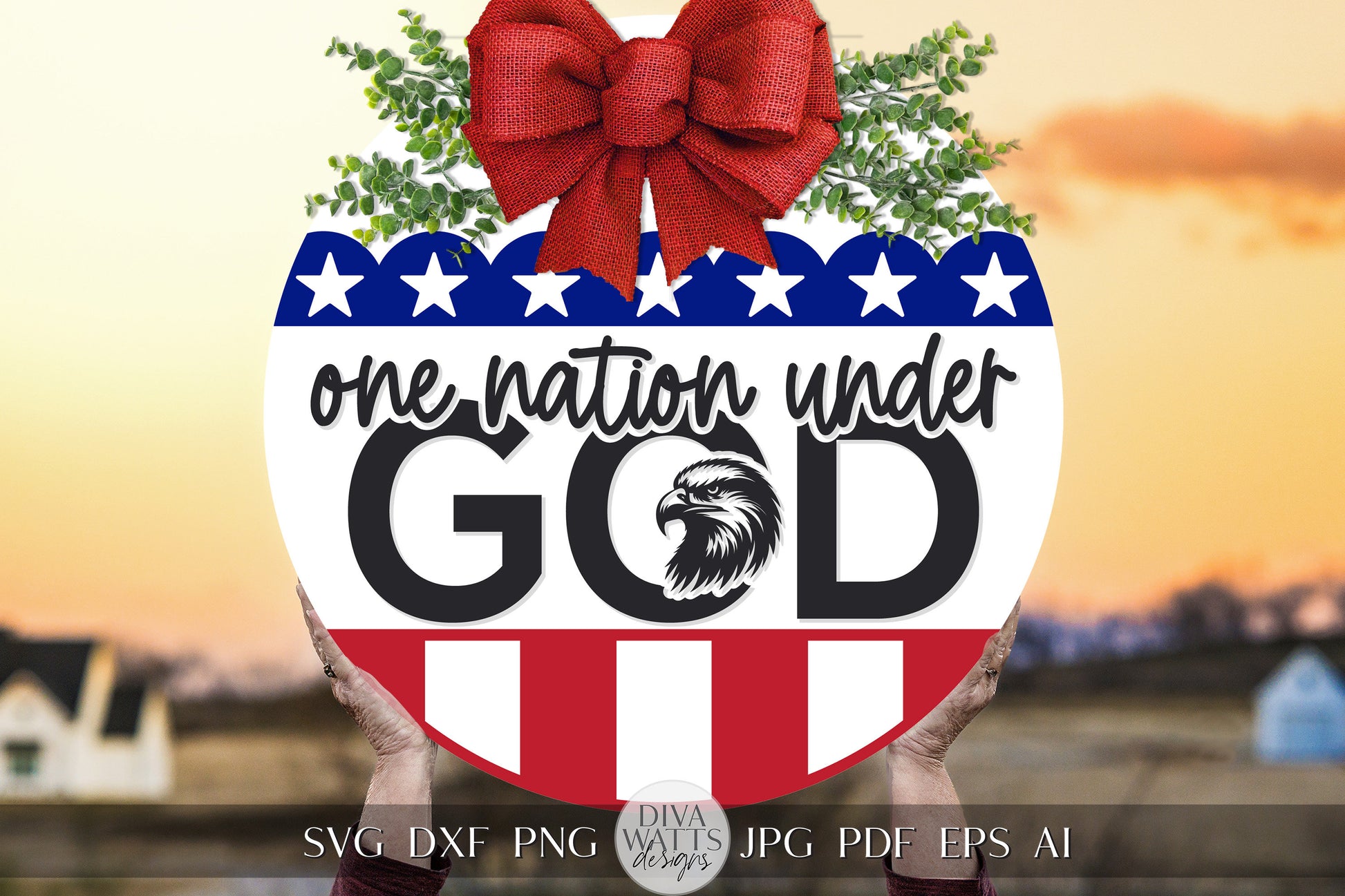 One Nation Under God SVG Flag 4th Of July Door Hanger SVG Door Hanger For 4th of July svg For Porch Patriotic svg 4th of July Cricut svg