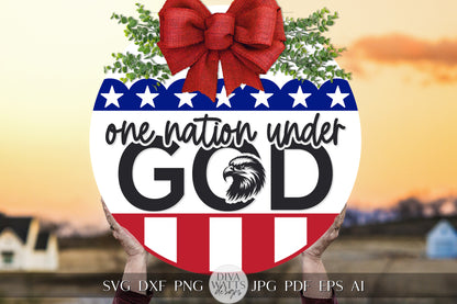 One Nation Under God SVG Flag 4th Of July Door Hanger SVG Door Hanger For 4th of July svg For Porch Patriotic svg 4th of July Cricut svg