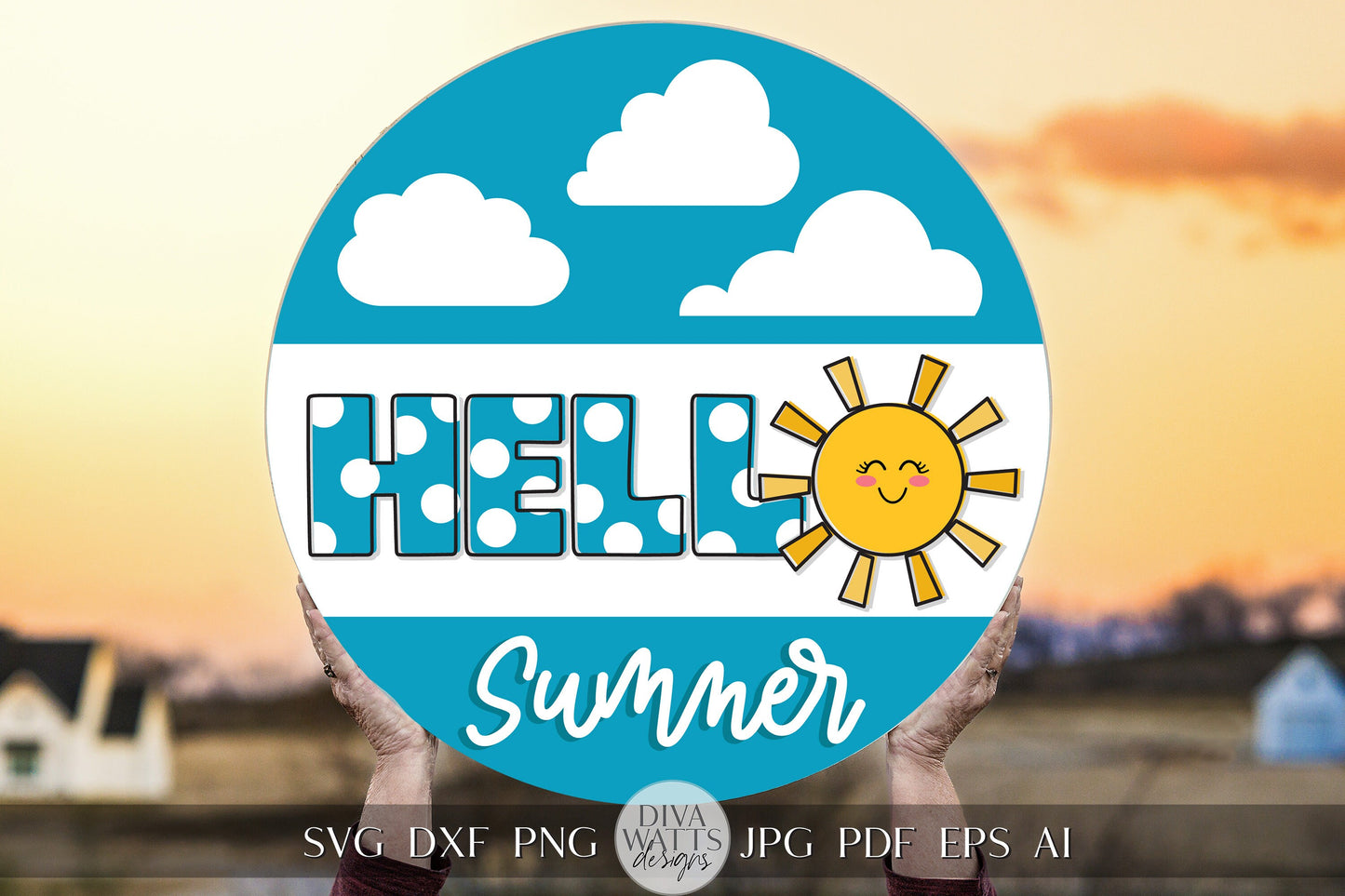 Hello Summer SVG Summer SVG For Door Hanger svg Summer Door Hanger svg Summer Welcome svg Sun SVG Sun Welcome svg Hello svg Cricut svg