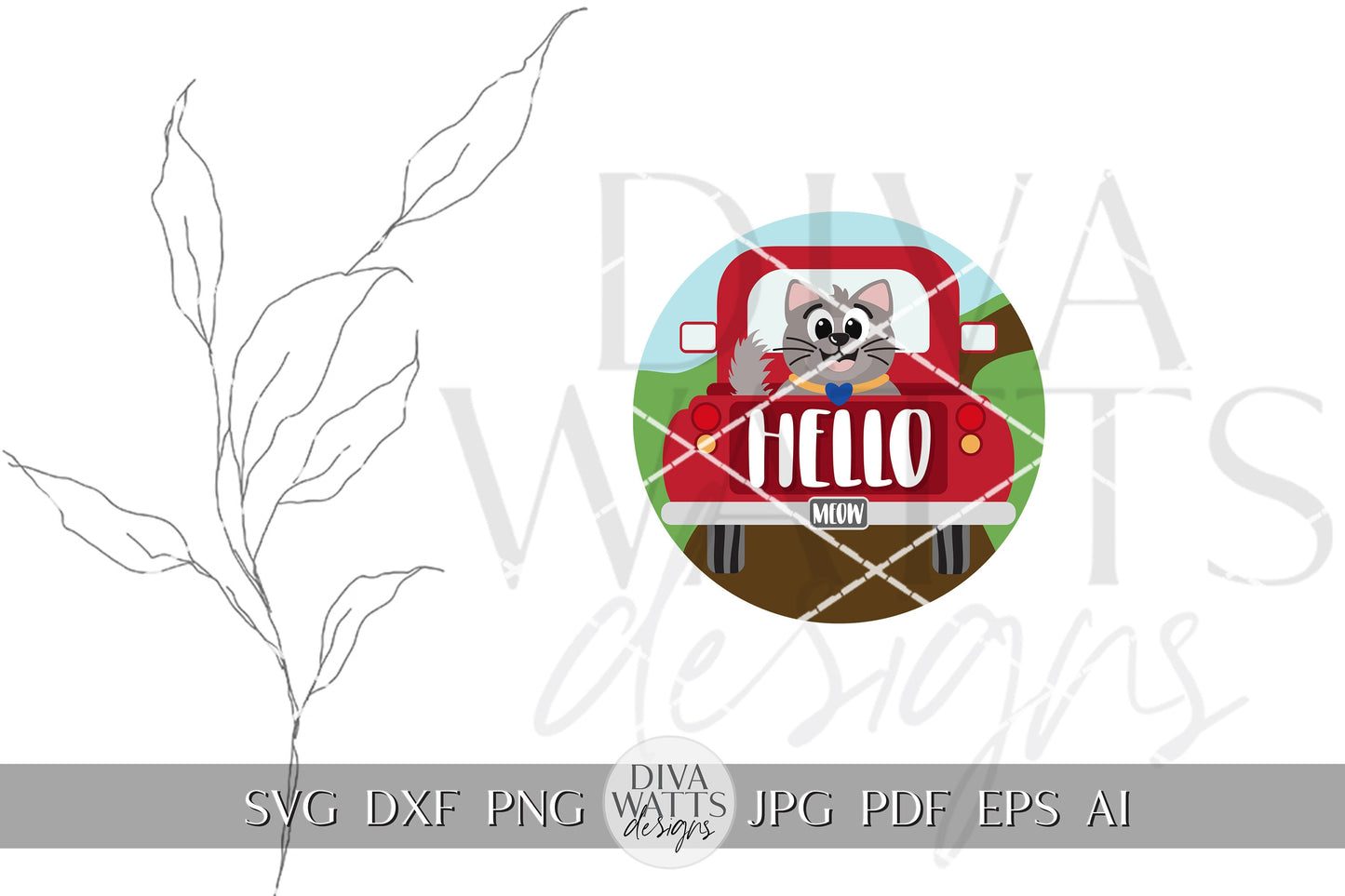 Hello SVG Cat svg Kitty Welcome Sign svg Cat Welcome Sign svg Old Truck Door Hanger svg Summer svg Cute Cricut svg