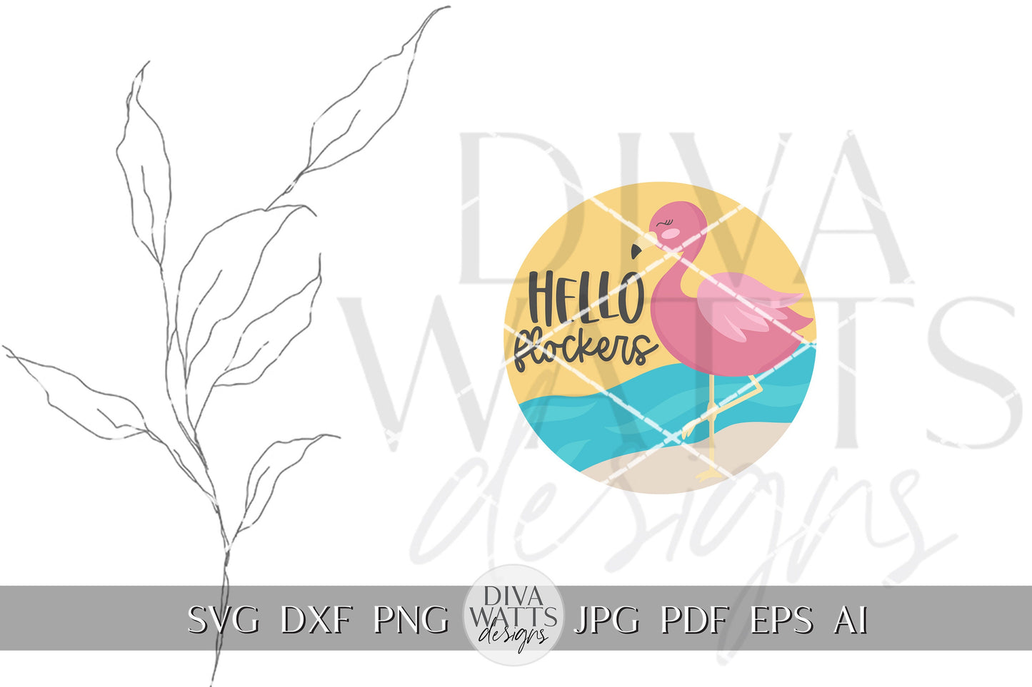 Hello Flockers SVG Flamingo Door Hanger svg Flamingo Sign svg Flamingo Summer svg Flamingo svg Beach Welcome svg for Summer Cricut svg
