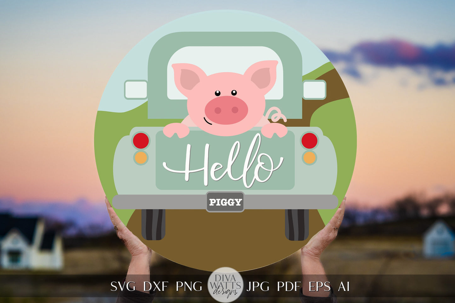 Hello SVG Pig Theme Door Hanger svg Pig svg For Door Sign svg Farmhouse Door Hanger svg Farmhouse SVG For Pig Sign svg Cricut svg for Porch