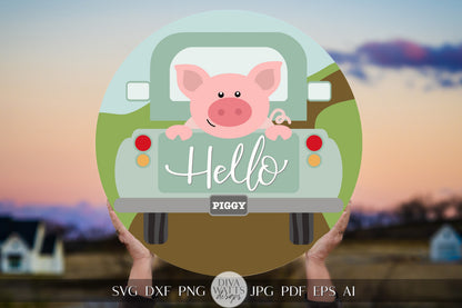 Hello SVG Pig Theme Door Hanger svg Pig svg For Door Sign svg Farmhouse Door Hanger svg Farmhouse SVG For Pig Sign svg Cricut svg for Porch